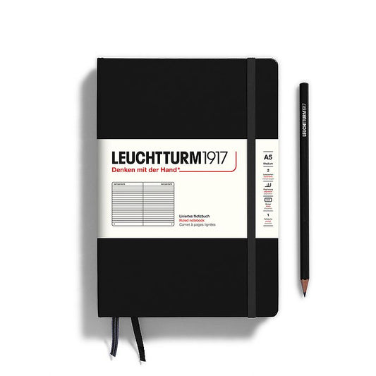 Black Medium A5 Hardcover Notebook
