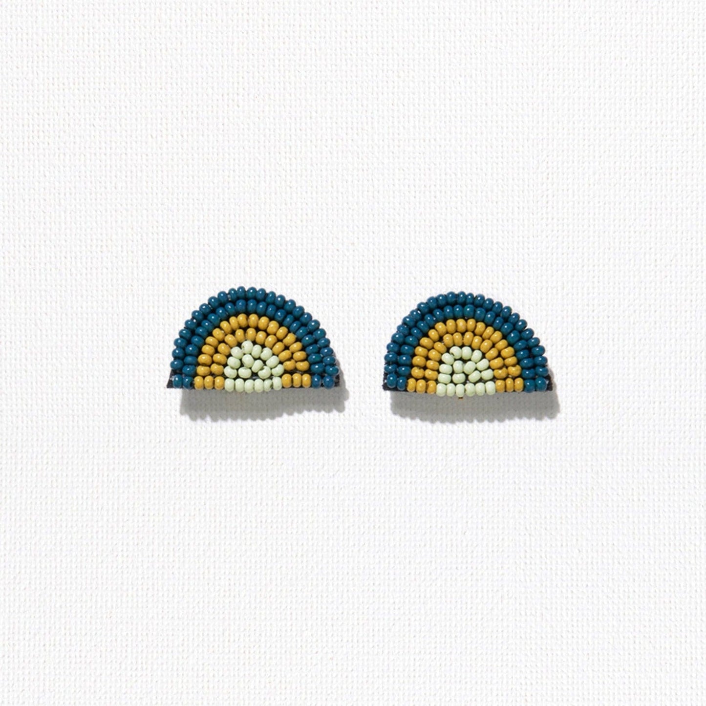 Peacock Citron Seed Bead Rainbow Post Earrings