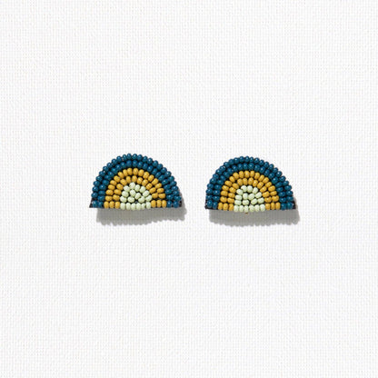 Peacock Citron Seed Bead Rainbow Post Earrings