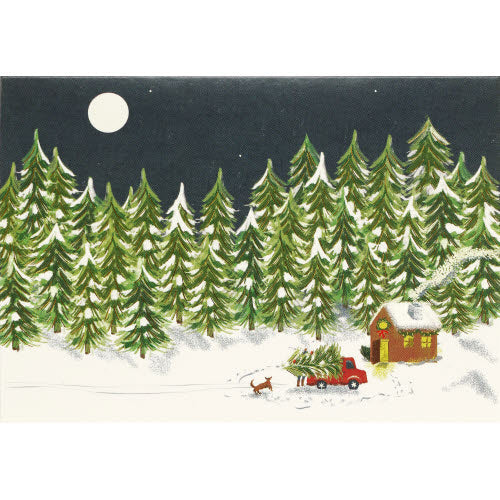 Moonlit Cabin Holiday Half Boxed Cards