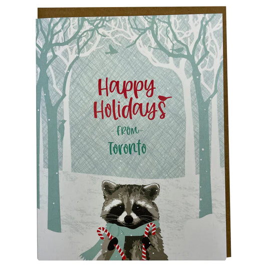 Happy Holiday From Toronto Raccoon Card