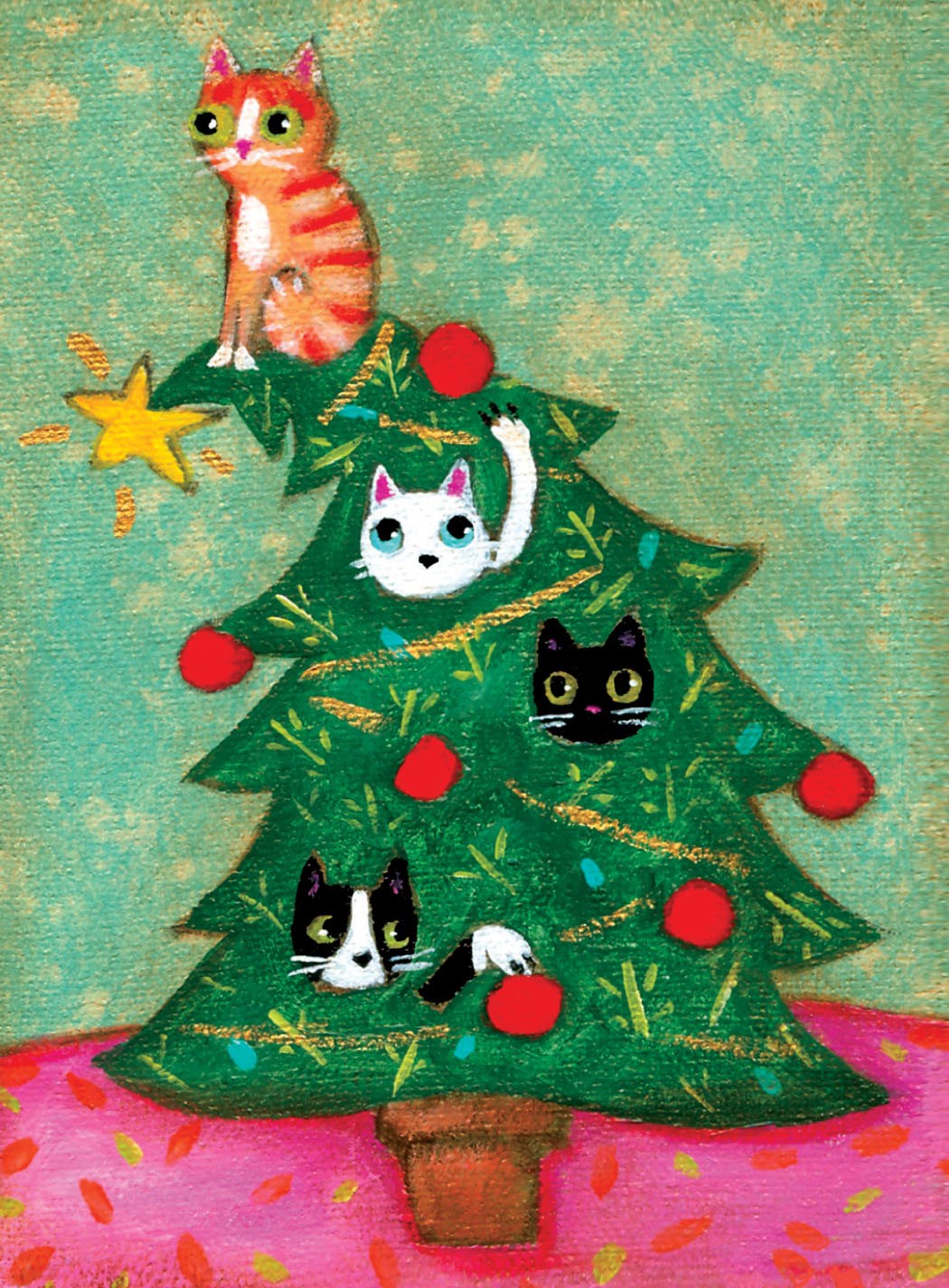 Cat Tree Mini Boxed Christmas Card