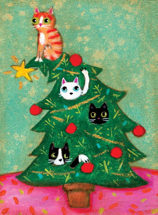 Cat Tree Mini Boxed Christmas Card