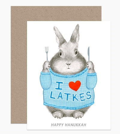 I Heart Latkes Hanukkah Card