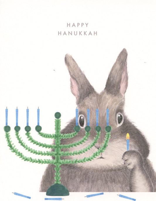 Menorah Bunny Hanukkah Card