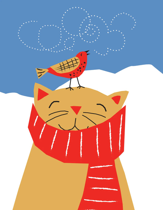 Singing Bird On Cat Boxed Holiday Cards